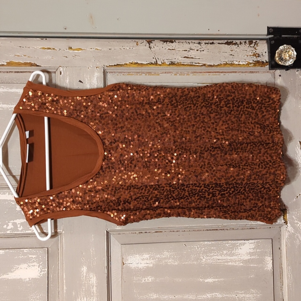 Women's New York & Company Stretch Sequin Sleeveless Shirt